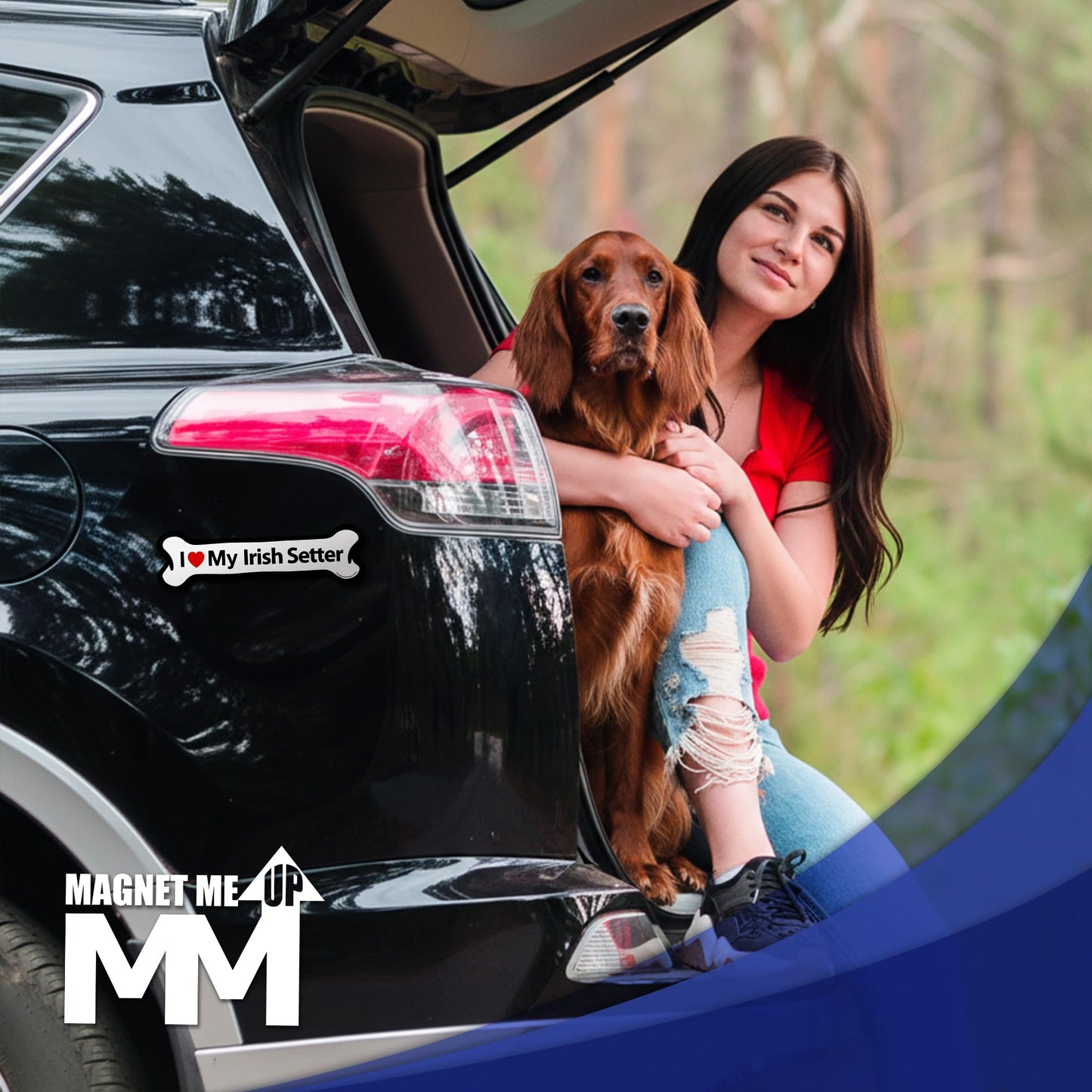Magnet Me Up I Love My Irish Setter Car Magnet Bone Shape 2x7 Inches - Ideal Gift for Dog Lovers Accessory, Magnetic Decal for Car, Truck & SUV Full-Color UV Printed Weatherproof Vinyl, Made in USA