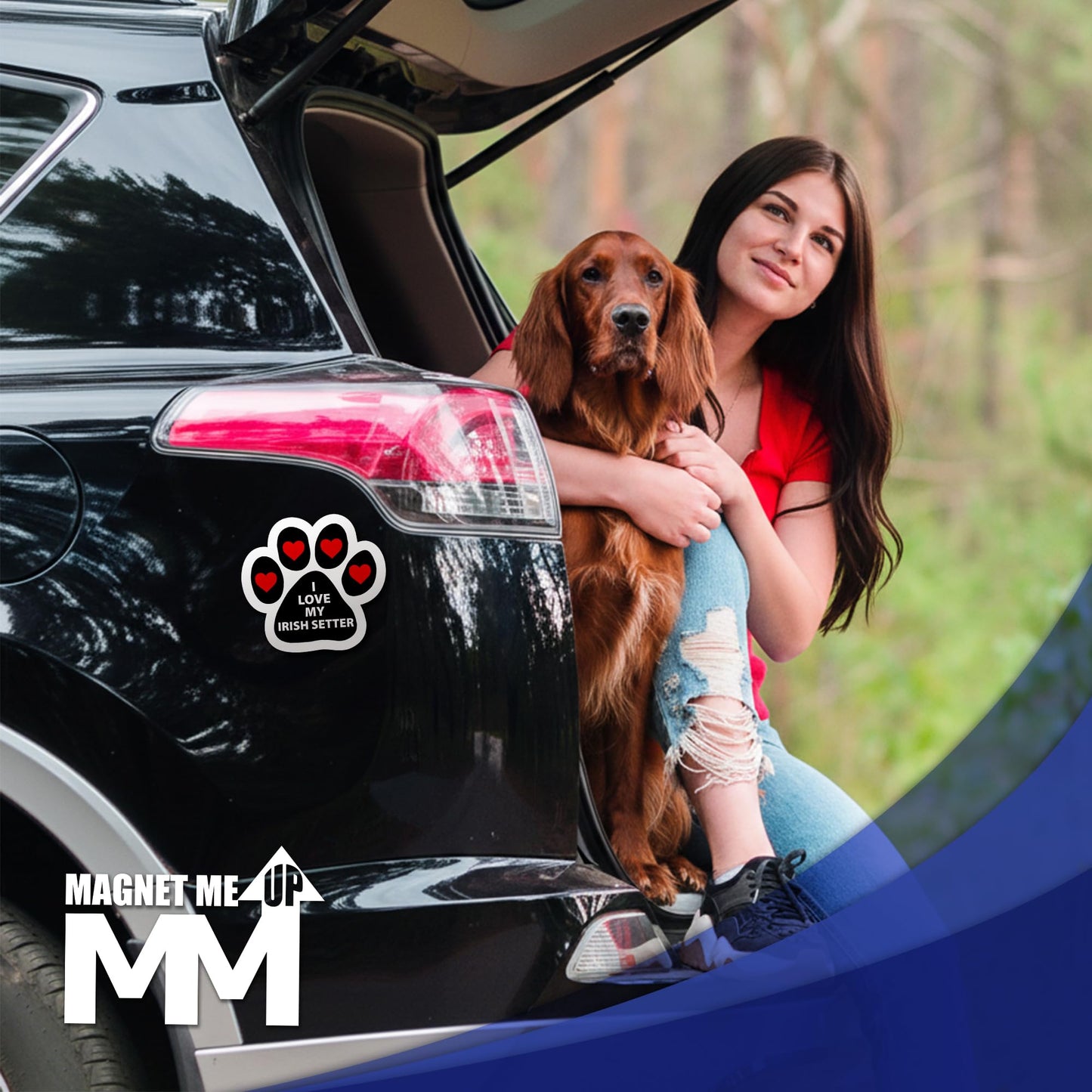 Magnet Me Up I Love My Irish Setter Car Magnet Pawprint 5 Inches - Ideal Gift for Dog Lovers Accessory, Magnetic Decal for Car, Truck & SUV Full-Color UV Printed Weatherproof Vinyl, Made in USA