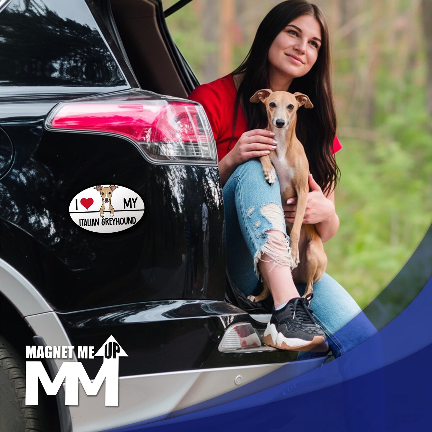 Magnet Me Up I Love My Italian Greyhound Car Magnet - 4x6 Inches Oval-Shaped Magnetic Decal for Cars, Trucks and SUVs, Ideal Gift for Dog Lover, Full Color Weatherproof Durable Vinyl, Made in USA