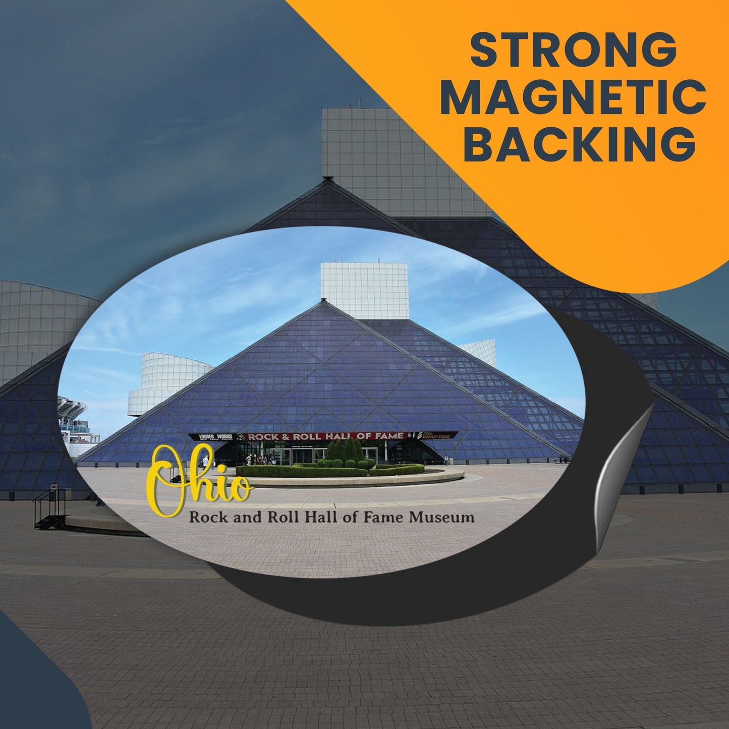 Magnet Me Up Cleveland Ohio Rock and Roll Hall of Fame State Scenic Oval Magnet Decal, 4x6 inch, Automotive Magnet for Car, Great Gift