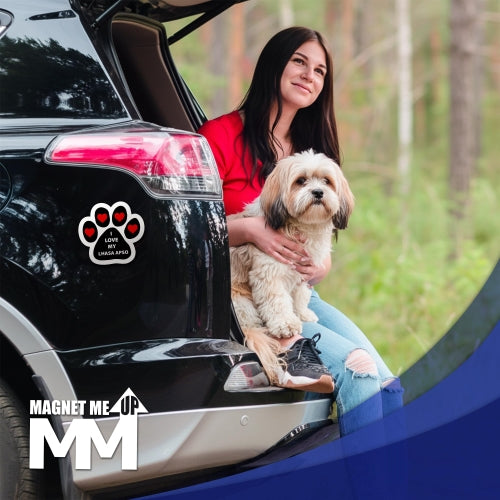 Magnet Me Up I Love My Lhasa Apso Car Magnet - Dog Lover Gift, 5 Inches Pawprint Shaped Magnetic Decal Sign for Cars, Trucks and SUVs - Weatherproof Vinyl, UV-Printed Full Color, Made in USA