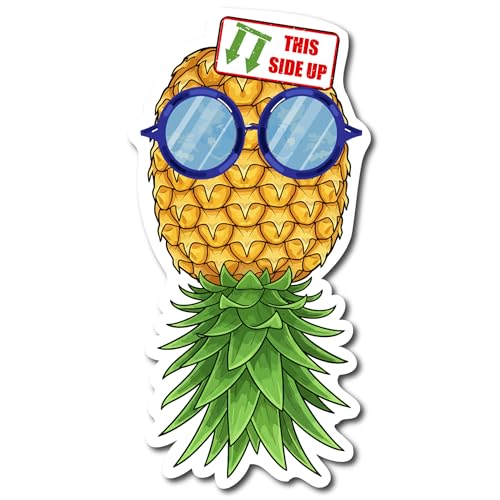 Magnet Me Up 4x6 Upside Down Pineapple Magnetic Decal - This Side Up with Blue Sunglasses Funny Swinger Symbol Cruise Door Magnet, Waterproof Outdoor Refrigerator Magnet, UV Printed, Made in USA