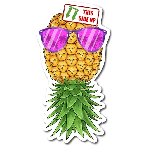 Magnet Me Up 4x6 Upside Down Pineapple Magnetic Decal - This Side Up with Pink Sunglasses Funny Swinger Symbol Cruise Door Magnet, Waterproof Outdoor Refrigerator Magnet, UV Printed, Made in USA