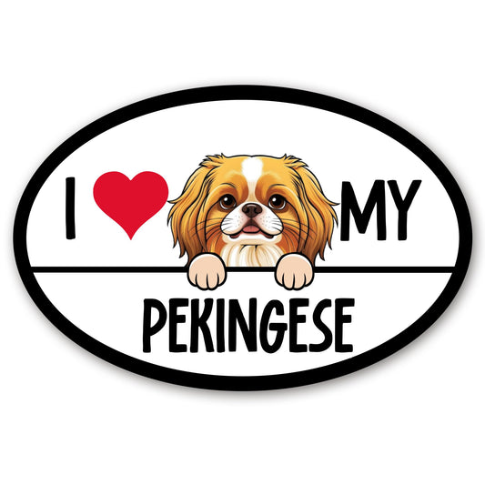 Magnet Me Up I Love My Pekingese 4x6 Inches Oval Car Magnet - Ideal Gift for Dog Lover, Magnetic Decal for Cars, Trucks and SUVs, Full-Color UV Printed, Vinyl Waterproof, Made in USA