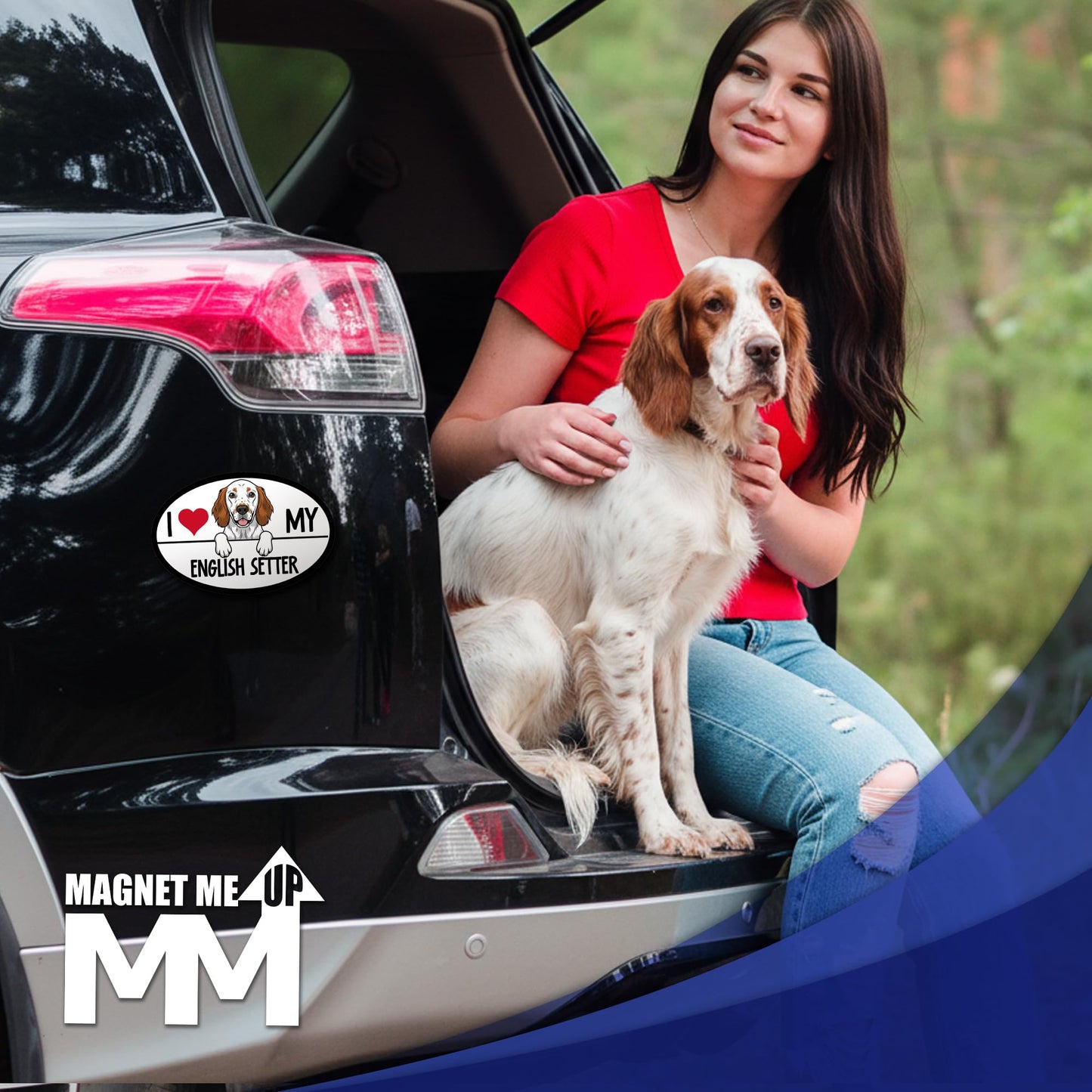 Magnet Me Up I Love My English Setter 4x6 Inches Car Magnet - Oval-Shaped Magnetic Decal for Cars, Trucks and SUVs, Ideal Gifts for Dog Lovers, Vinyl, Waterproof, UV Printed, Crafted in USA
