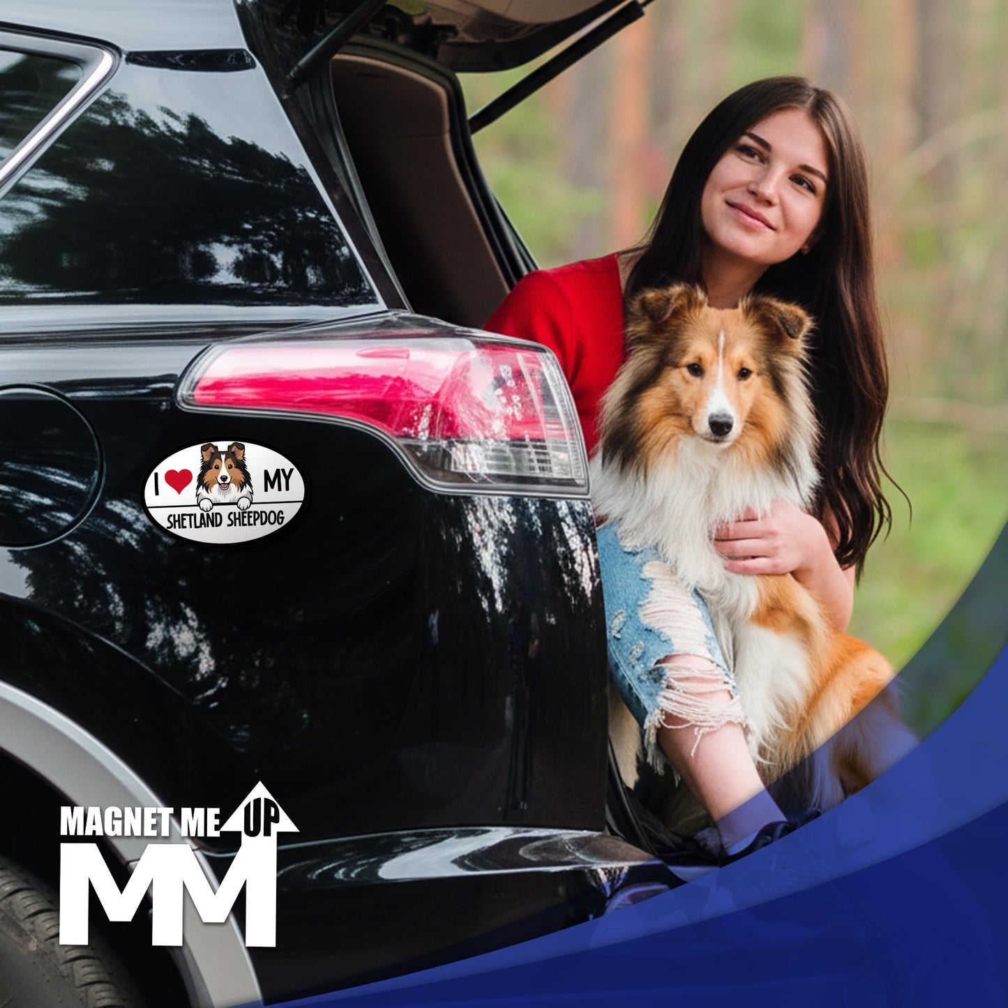 Magnet Me Up I Love My Shetland Sheepdog Car Magnet Oval-Shaped 4x6 Inches - Magnetic Decal for Cars, Trucks and SUVs, Ideal Gift for Dog Lovers, Vinyl UV-Printed Weatherproof, Crafted in USA