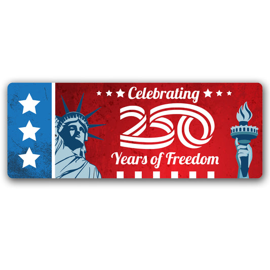 Magnet Me Up Celebrating 250 Years of Freedom Car Magnet 3" x 8" - 1776 2026 USA 250th Anniversary Semiquincentennial Magnetic Decal for Cars, Trucks & SUV Patriotic Decor, UV Printed, Crafted in USA