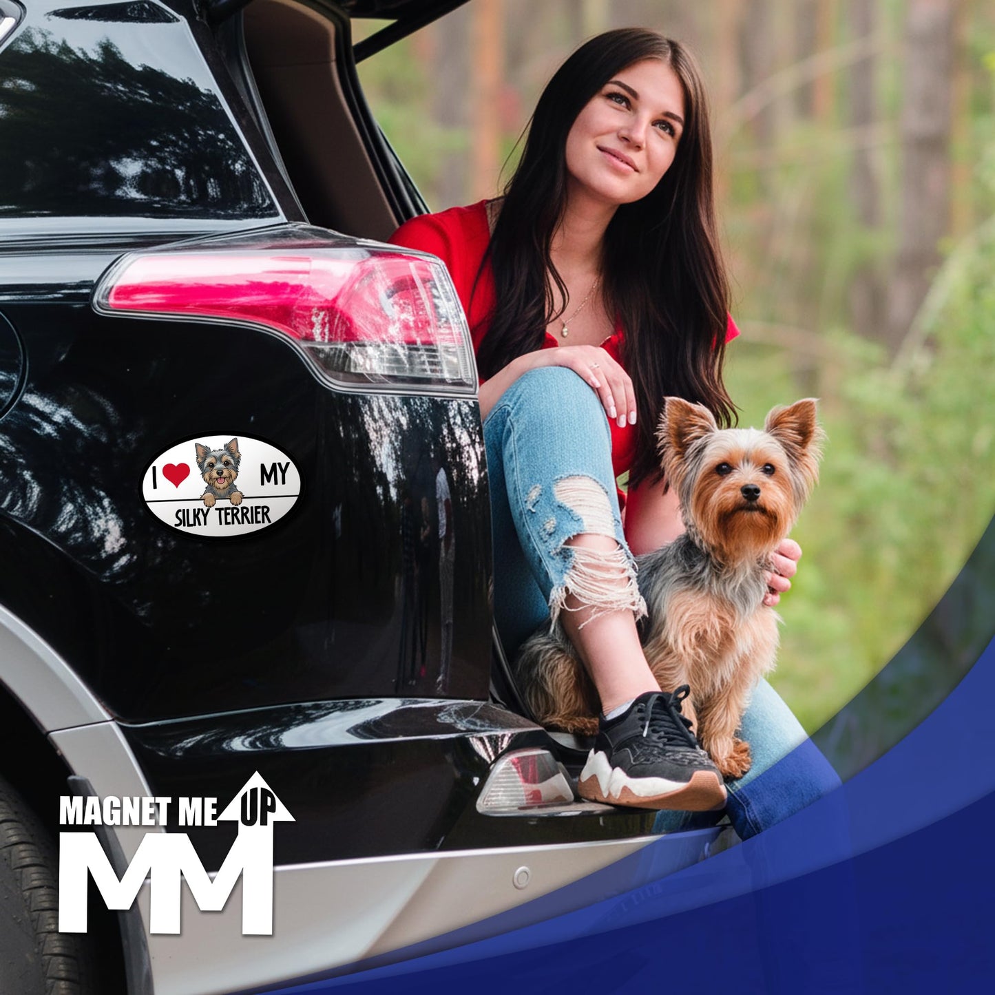 Magnet Me Up I Love My Silky Terrier Car Magnet 4x6 Inches Oval-Shaped - Magnetic Decal for Cars, Trucks & SUVs, Ideal Dog Lover Gift, Waterproof Outdoor Durable UV-Printed Vinyl, Crafted in USA