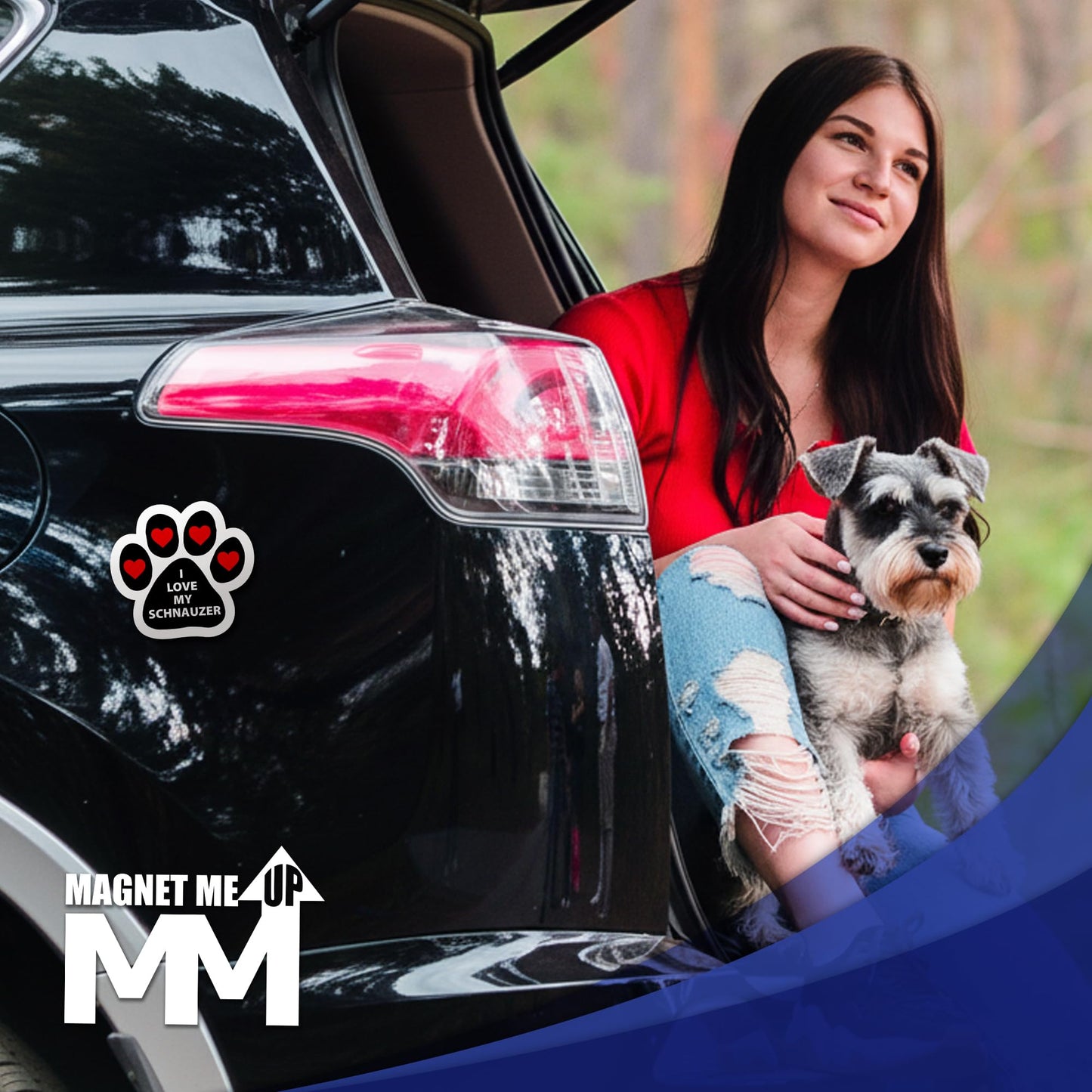 Magnet Me Up I Love My Schnauzer Car Magnet 5 Inches Pawprint-Shaped, Ideal Gift Magnetic Decal for Cars, Trucks and SUVs, Waterproof Outdoor Accessory, Durable UV-Printed Vinyl, Crafted in USA