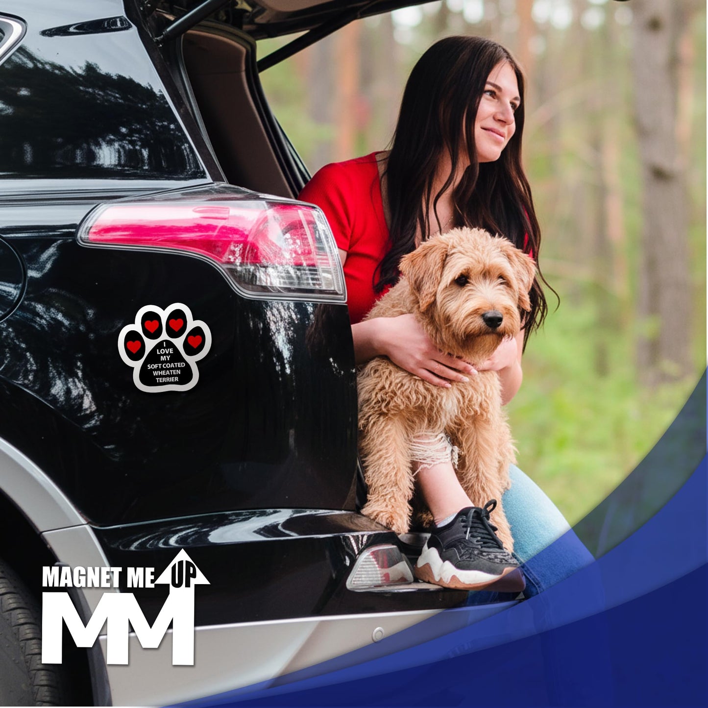 Magnet Me Up I Love My Soft Coated Wheaten Terrier Pawprint 5" Car Magnet - Ideal Gift for Dog Lover, Magnetic Decal for Cars, Trucks & SUVs Accessory, UV-Printed Durable Vinyl, Crafted in USA