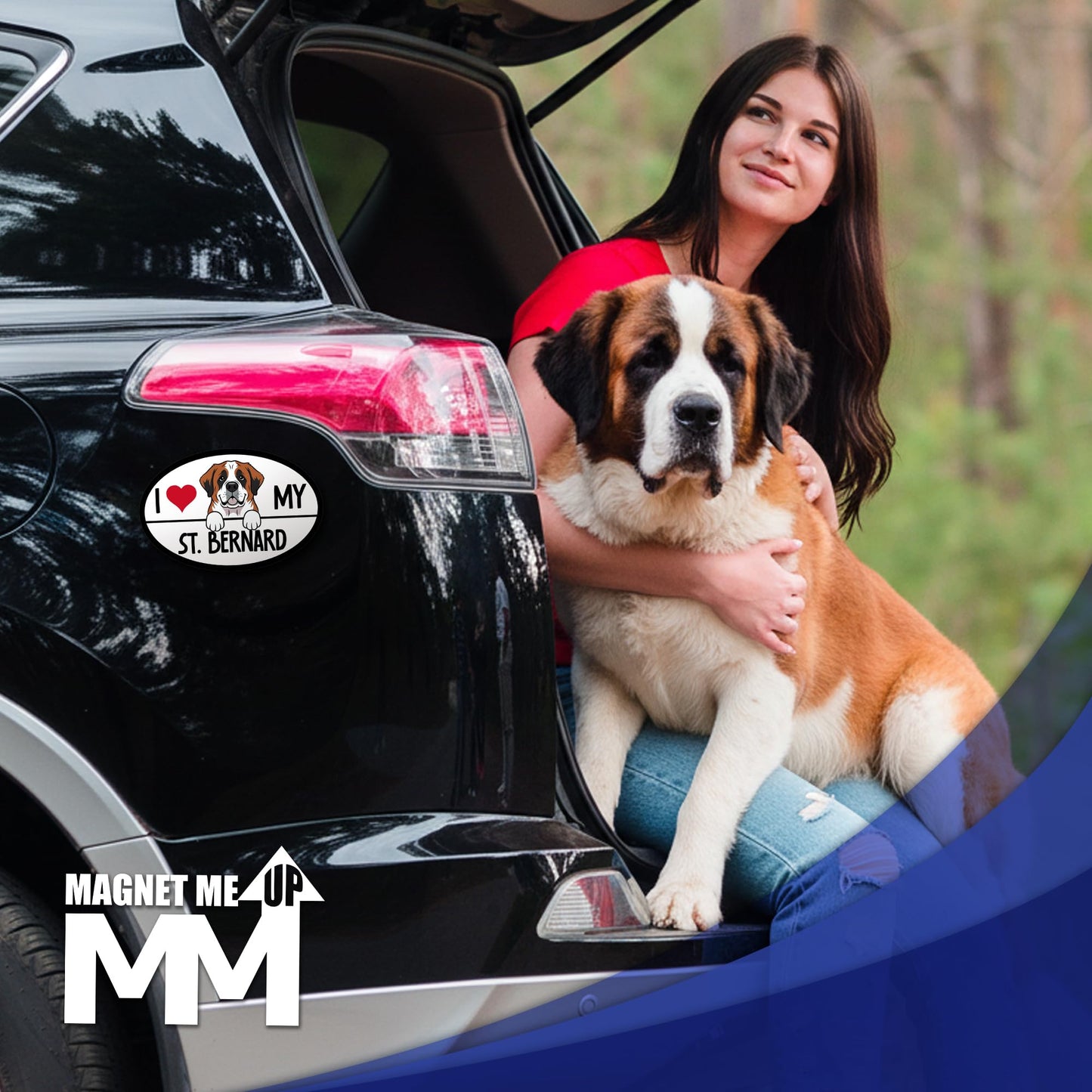 Magnet Me Up I Love My St. Bernard Dog Breed Car Magnet 4" x 6" Oval Magnetic Decal for Cars, Trucks & SUVs, Ideal Accessory Gift, Waterproof, Outdoor, Durable, UV-Printed, Vinyl, Crafted in USA