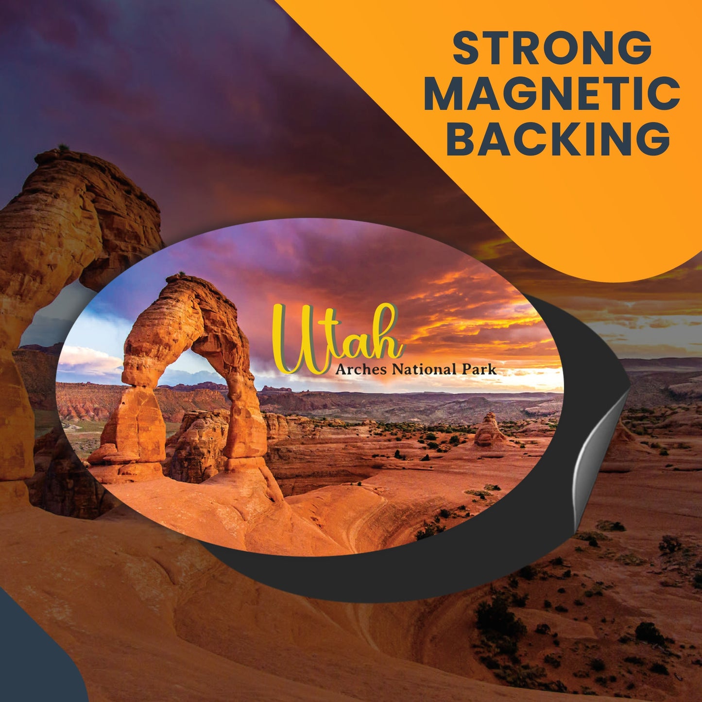 Magnet Me Up Utah Arches National Park State Oval Magnet Decal, 4x6 Inches, Show Your Park Love! Great Souvenir Gift for Nature Enthusiasts, Travel Keepsakes, Adventure Awaits, Crafted in USA