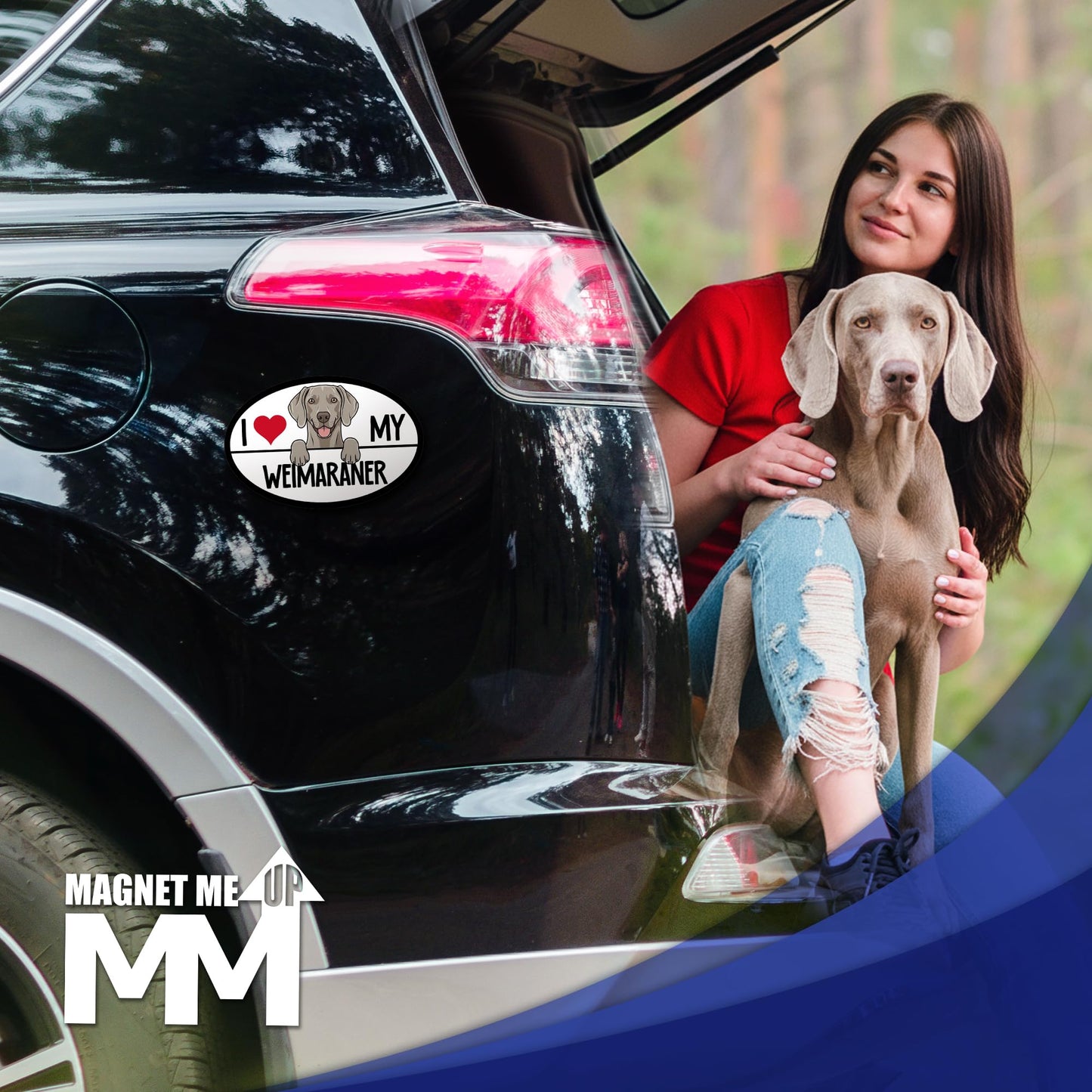 Magnet Me Up I Love My Weimaraner Car Magnet for Dog Lovers - 4x6 Inches Oval-Shaped Magnetic Decal for Cars, Trucks & SUVs, Waterproof, Durable Full-Color UV Printed Vinyl, Crafted in USA