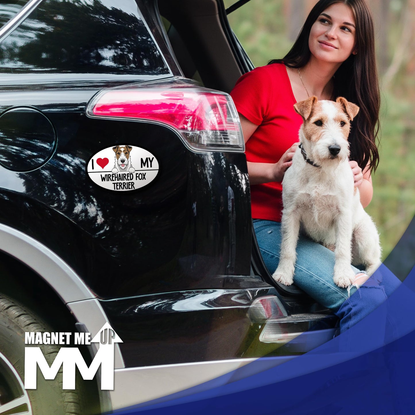 Magnet Me Up I Love My Wirehaired Fox Terrier Dog Oval 4x6 Inches Car Magnet - Accessory Gift for Dog Owners, Magnetic Decal for Cars, Trucks & SUVs, Waterproof UV Printed Vinyl, Crafted in USA