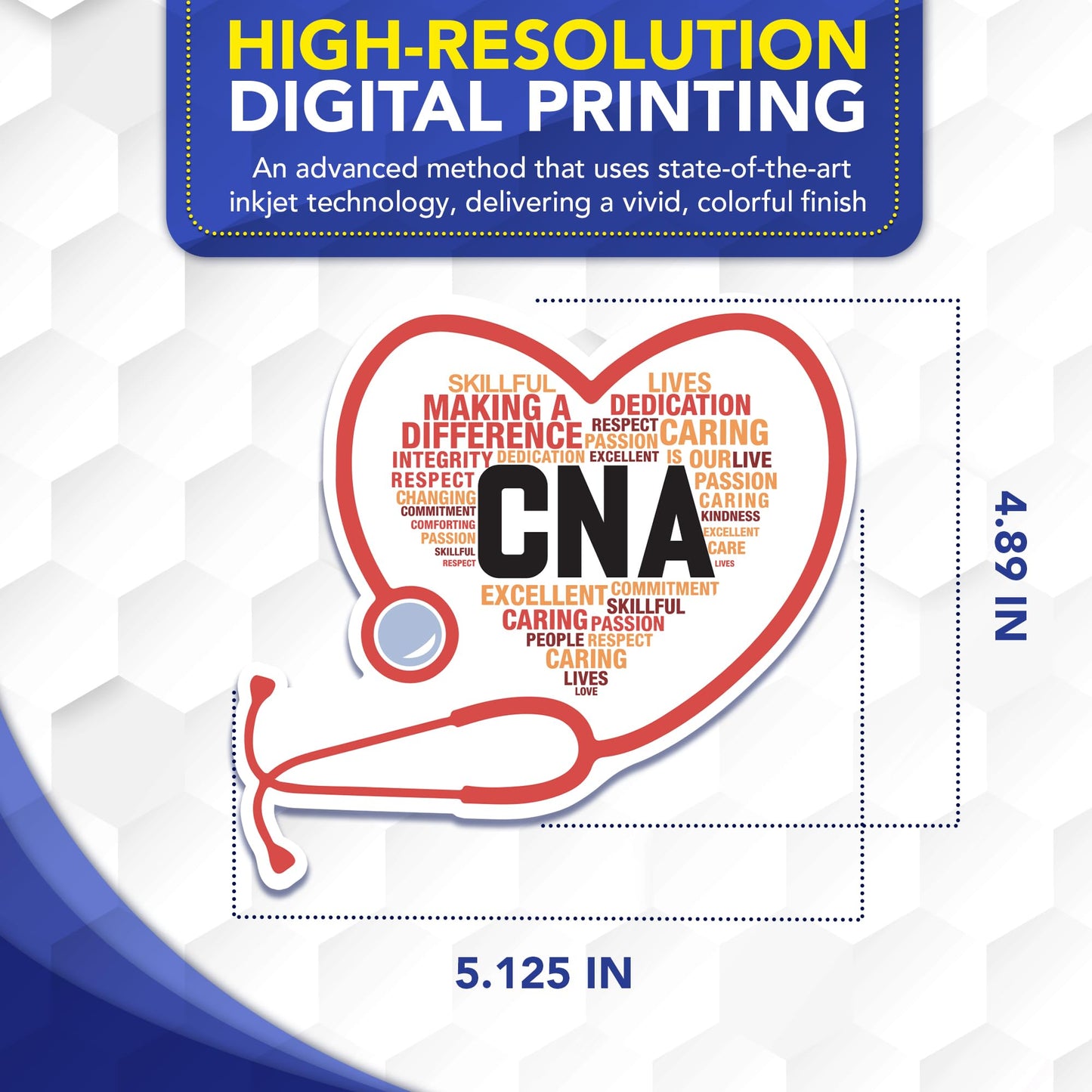 Magnet Me Up CNA (Certified Nursing Assistant) Car Magnet - 5" x 5" Stethoscope Heart Magnetic Decal for Cars and Lockers, Ideal Accessory Gift, Full Color UV-Printed, Vinyl, Crafted in USA