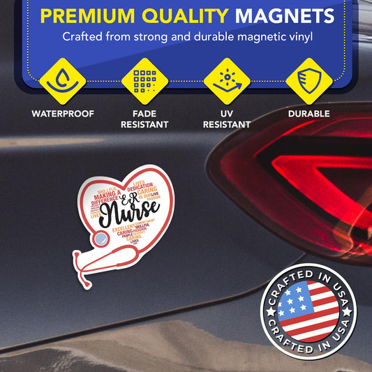 Magnet Me Up ER Nurse (Emergency Room Nurse) Car Magnet - 5" x 5" Stethoscope Heart Magnetic Decal for Cars and Lockers, Ideal Accessory Gift, Full Color UV-Printed, Vinyl, Crafted in USA