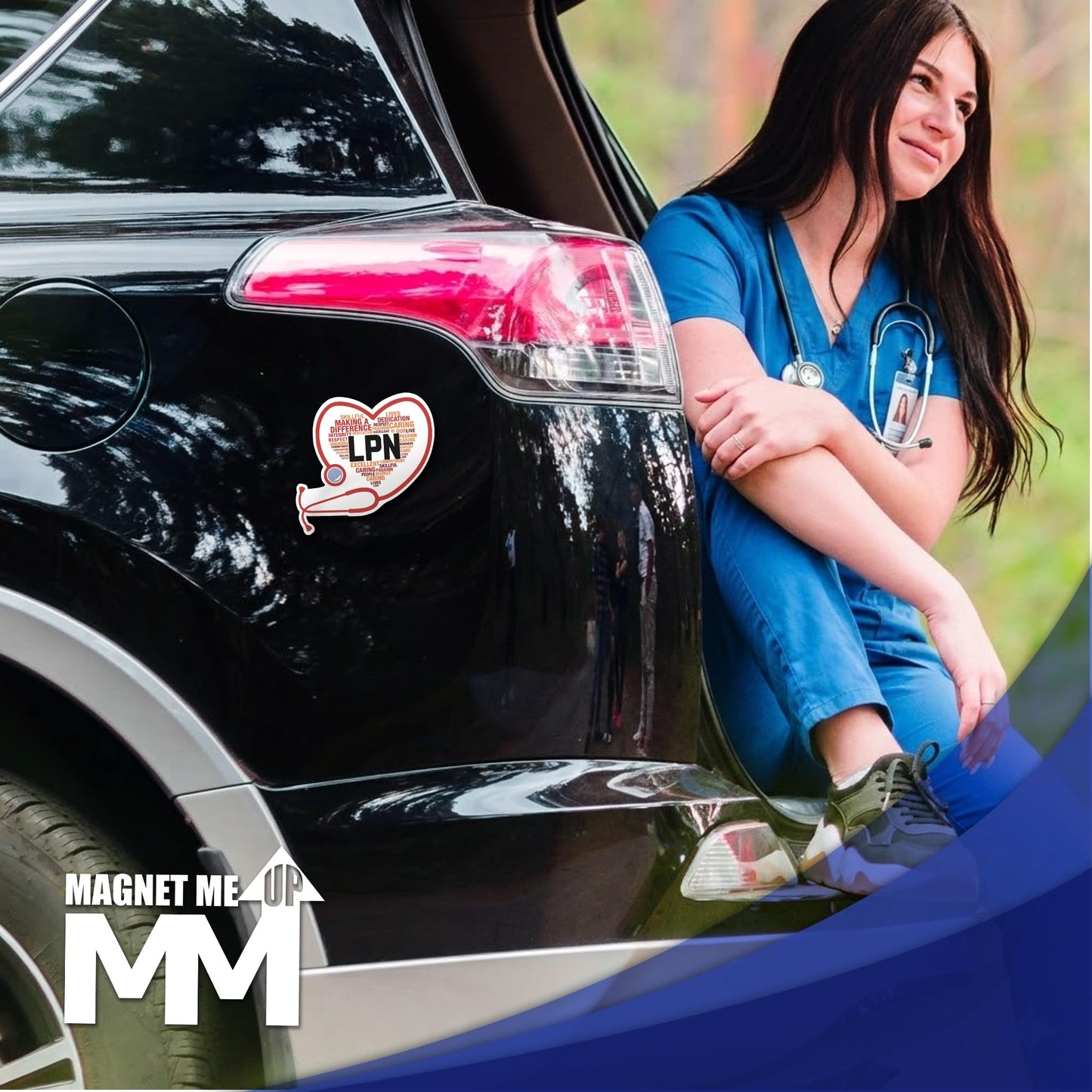 Magnet Me Up LPN (Licensed Practical Nurse) Car Magnet - 5" x 5" Stethoscope Heart Magnetic Decal for Cars and Lockers, Ideal Accessory Gift, Full Color UV-Printed, Vinyl, Crafted in USA