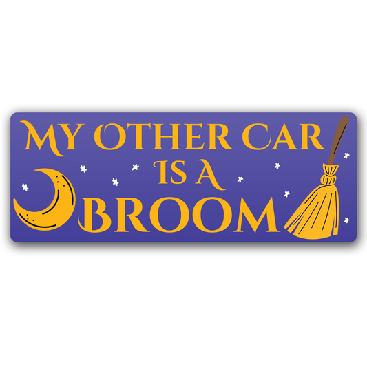 Magnet Me Up My Other Car is A Broom 3x8 Inches Car Magnet - Funny Halloween Witch Magnetic Decals for Cars, Trucks and SUVs Accessory, Waterproof Full Color UV-Printed Vinyl, Crafted in USA