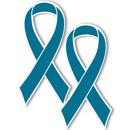 Magnet Me Up Support Cervical & Ovarian Cancer Awareness Teal Ribbon Magnet Decal, 2 Pack, 3.5"x7" - Car Magnet for Vehicles, Truck, SUV, Refrigerator - Weatherproof UV Printed Gift - Made in USA