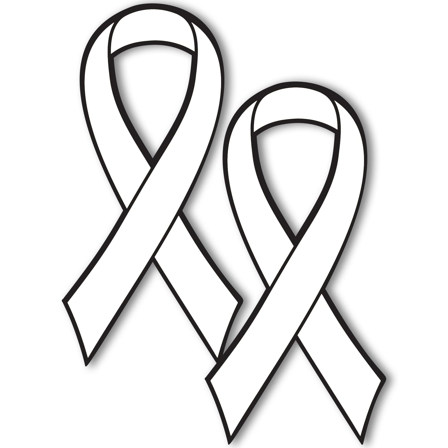 Magnet Me Up Lung Cancer Awareness Magnet 2 Pack - 3.5"x7" White Ribbon Car Magnets for Vehicles, Trucks & SUVs - Heavy Duty UV Printed Magnetic Decal - Made in USA Support Awareness Ribbon