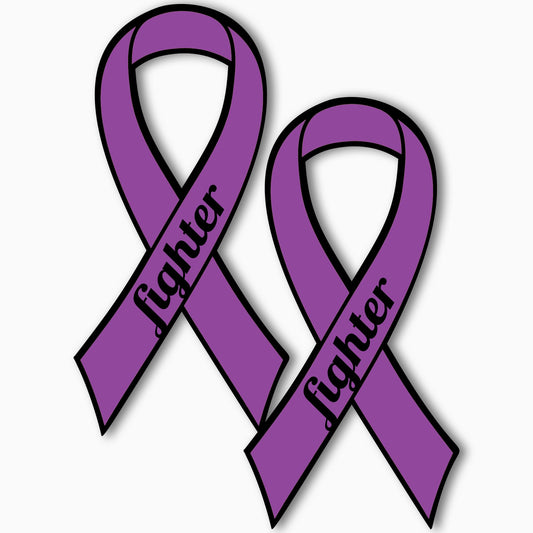 Magnet Me Up Support Pancreatic and Leiomyosarcoma Cancer Fighter Purple Ribbon Magnet Decal, 3.5"x7" - 2 Pack, Heavy Duty Automotive Magnet for Car Truck SUV, Crafted in USA