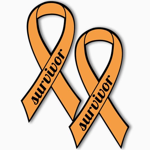 Magnet Me Up Support Leukemia and Kidney Cancer Survivor Orange Ribbon Magnet Decal 3.5x7 Inches, 2 Pack Automotive Magnet for Car Truck SUV Celebration of Strength Admiring Survivors Crafted in USA