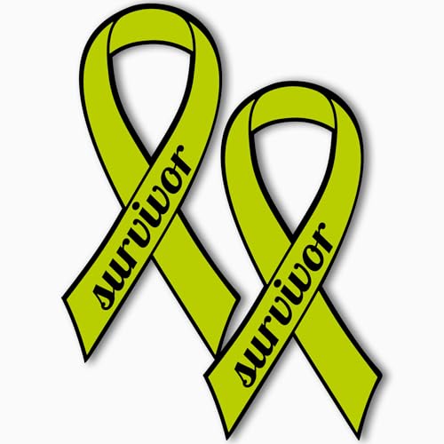 Magnet Me Up Support Non-Hodgkins Lymphoma Cancer Survivor Lime Ribbon Magnet Decal 3.5x7 Inches, 2 Pack Automotive Magnet for Car Truck SUV Celebration of Strength Admiring Survivors Crafted in USA