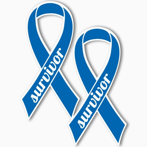 Magnet Me Up Colon Cancer Survivor Blue Ribbon Magnet Decal, 3.5x7 Inches, 2 Pack Automotive Magnet for Car Truck SUV Any Magnetic Surface, Celebration of Strength, Admiring Survivor Crafted in USA