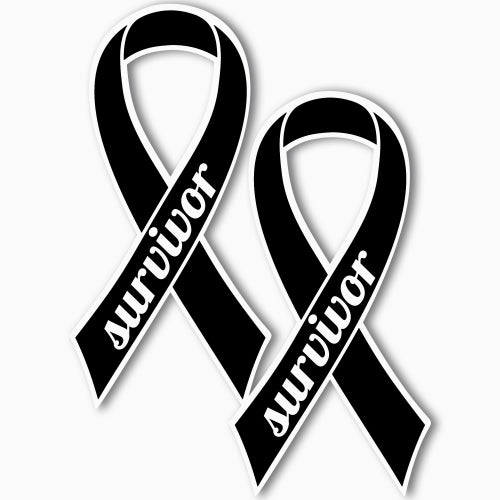 Magnet Me Up Melanoma Cancer Survivor Black Ribbon Magnet Decal, 3.5x7 Inches, 2 Pack Automotive Magnet for Car Truck SUV, Any Magnetic Surface, Celebration of Strength Survivors, Crafted in USA