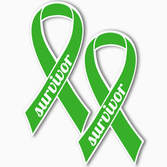 Magnet Me Up Support Gallbladder Cancer Survivor Kelly Green Ribbon Magnet Decal, 3.5x7 Inches, 2 Pack Automotive Magnet for Car Truck SUV, Celebration of Strength Admiring Survivors, Made in USA