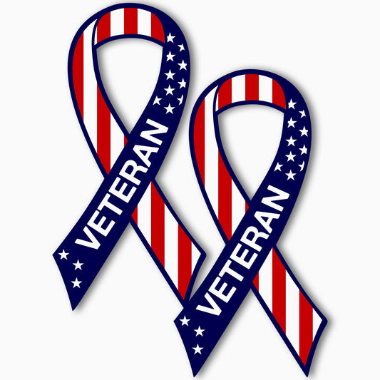 Magnet Me Up American Flag Veteran Ribbon Magnet Decal, 3.5x7 Inches, 2 Pack Heavy Duty Automotive Magnet for Car Truck SUV, Made in USA