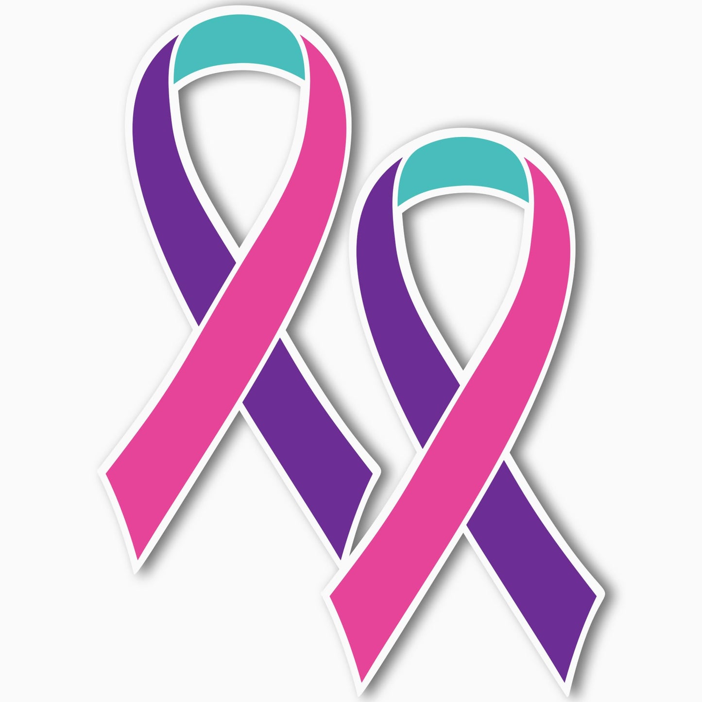 Magnet Me Up Support Thyroid Cancer Awareness Blue, Pink, and Teal Ribbon Magnet Decal, 3.5x7 Inches, 2 Pack Heavy Duty Magnet for Car Truck SUV, Showing Support or Fundraising, Crafted in USA