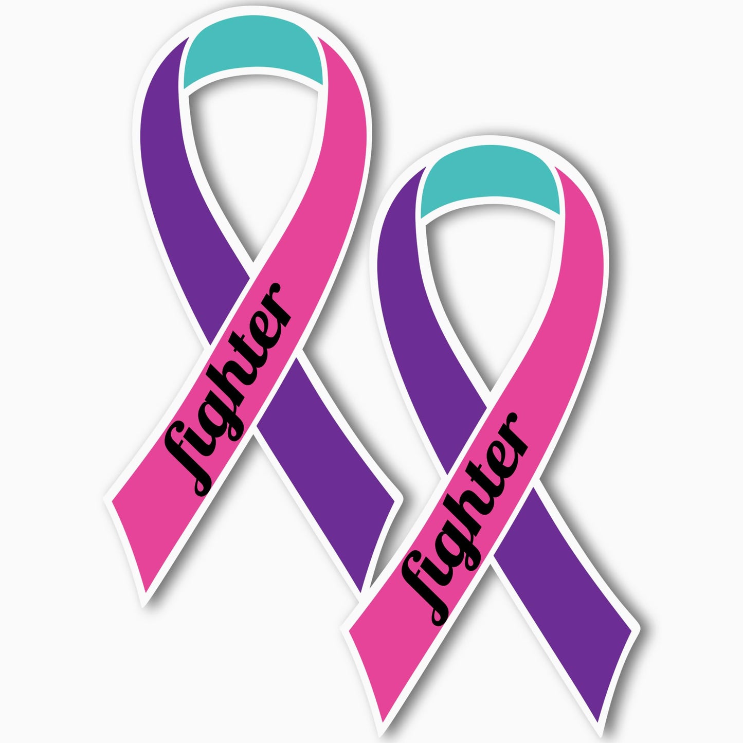 Magnet Me Up Support Thyroid Cancer Fighter Blue, Pink, and Teal Ribbon Magnet Decal, 3.5x7 Inches,2 Pack Heavy Duty Magnet for Car Truck SUV, Gift of Empathy, Encourage Bravery, Crafted in USA