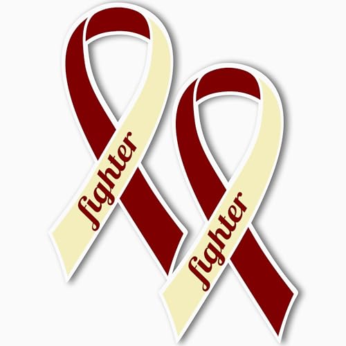 Magnet Me Up Support Head and Neck Cancer Fighter Burgundy and Ivory Ribbon Magnet Decal, 3.5x7 Inches, 2 Pack Automotive Magnet for Car Truck SUV Gift of Empathy Encourage Bravery Crafted in USA