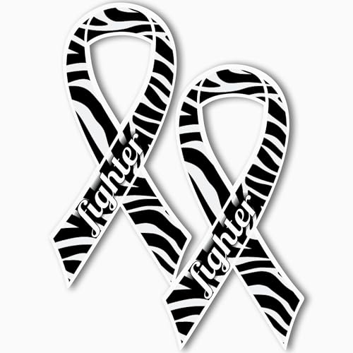 Magnet Me Up Support Carcinoid Cancer Fighter Zebra Ribbon Magnet Decal, 3.5x7 Inches, 2 Pack Magnet for Car Truck SUV, Any Magnetic Surface, Gift of Empathy, Encourage Bravery, Crafted in USA
