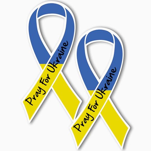Magnet Me Up Pray for Ukraine Ribbon Magnet Decal, 3.5x7 Inches, 2 Pack Magnet for Car Truck SUV, Any Magnetic Surface, Encourage Prayers for Peace and Unity, Thoughtful Gift, Crafted in USA