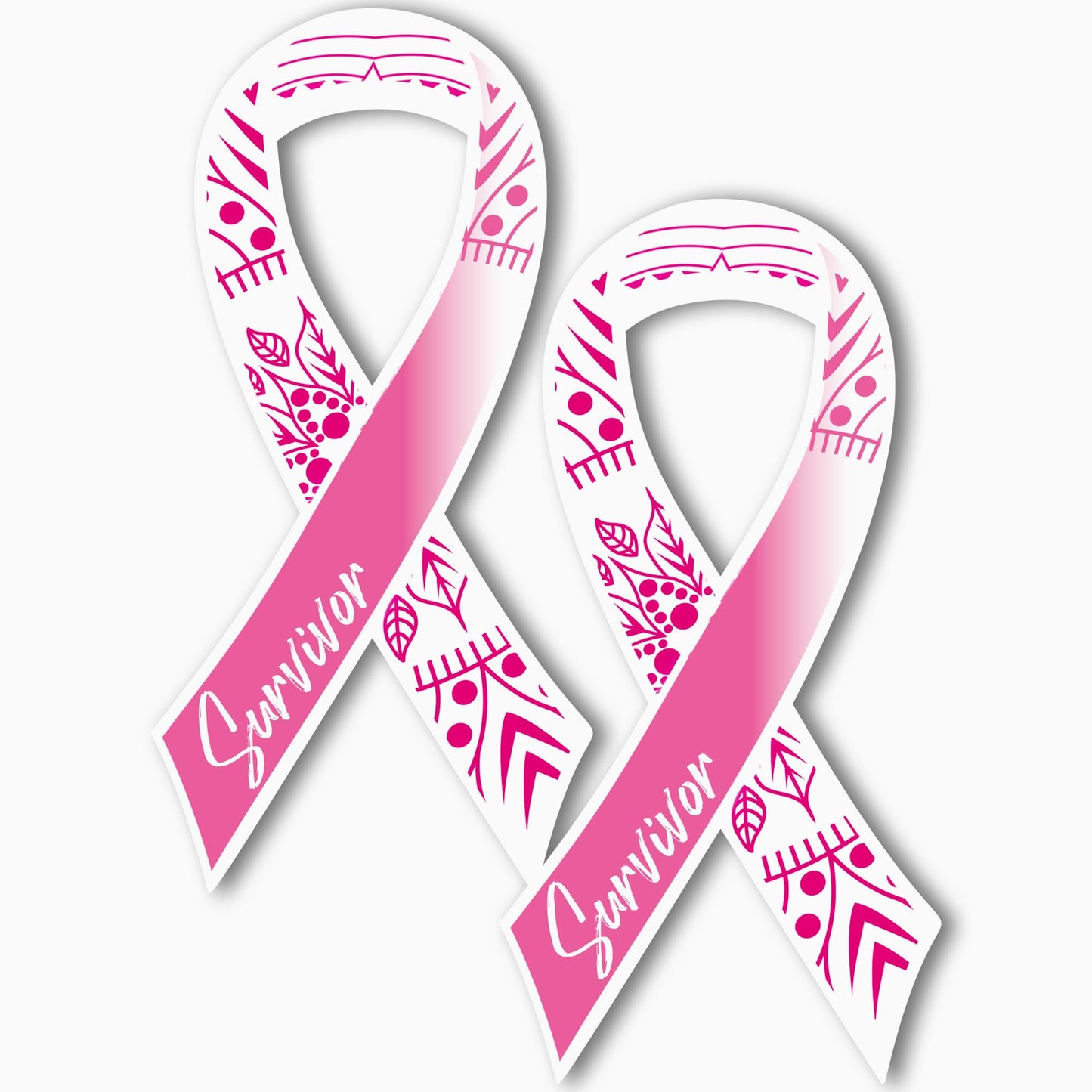 Magnet Me Up Breast Cancer Awareness Pink Mandala Survivor Ribbon Magnet Decal, 3.5x7 Inches, 2 Pack Automotive Magnet for Car Truck SUV, Celebration of Strength, Admiring Survivors, Crafted in USA