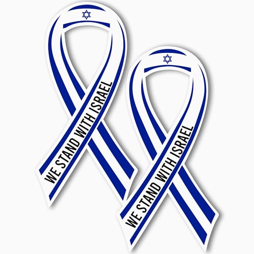 Magnet Me Up We Stand with Israel, Israeli Support Flag Ribbon Magnet Decal, 3.5x7 Inches, 2 Pack Automotive Magnet for Car Truck SUV, or Any Magnetic Surface, Support and Solidarity, Crafted in USA