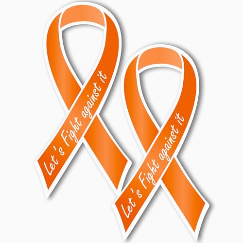 Magnet Me Up Skin Cancer Awareness Magnet - Let's Fight Against It - 3.5x7 Inches, Orange Ribbon Magnetic Decal for Car, SUV, Locker, Fridge Full-Color UV Print, Weatherproof Vinyl, Made in USA