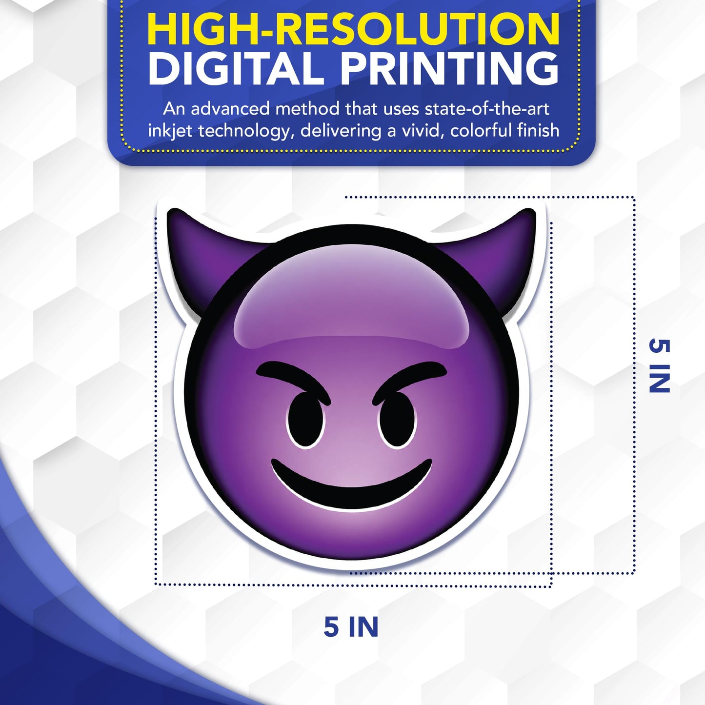 Magnet Me Up Smiling Devil Emoticon Magnetic Decal - 5" Purple Mischievous Emoticon Car Magnet Decal for Cars, Trucks, Lockers, Fridge & Gifts, UV Printed, Cute Funny Devil Face Magnet, Made in USA