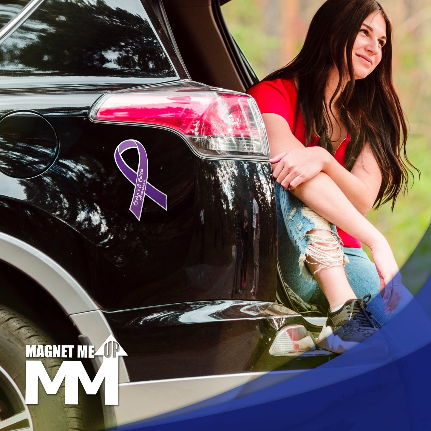 Magnet Me Up Crohn's and Colitis Awareness Ribbon Magnetic Decal for Cars, Trucks and SUVs, 3.5"x7" Purple Car Magnet, UV-Printed Heavy Duty Automotive Accessory Gifts, Vinyl, Crafted in USA