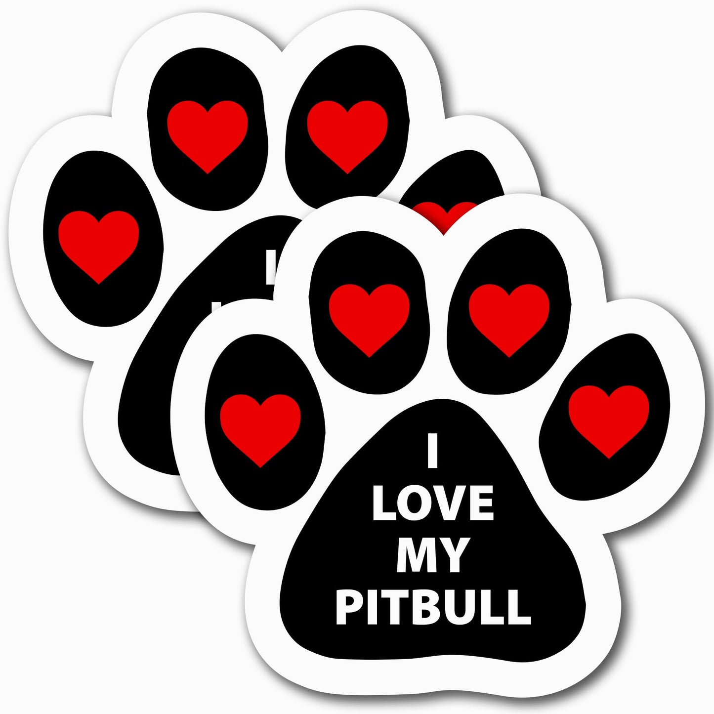 Magnet Me Up I Love My Pitbull Pawprint Magnet Decal - 5 Inch, 2 Pack, Heavy-Duty Automotive Magnet - Showcase Your Affection for Your Pitbull Bully - Perfect for Cars, Trucks, SUVs