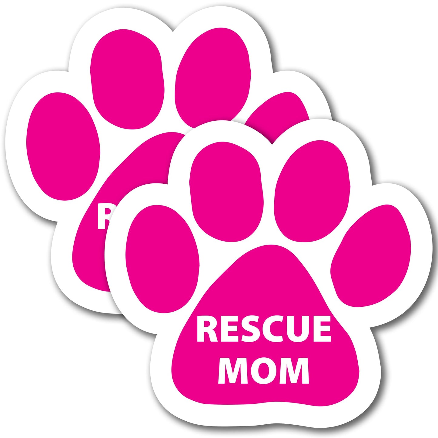 Magnet Me Up Rescue Mom Pink Pawprint Magnet Decal, 5 Inch, 2 Pack, Heavy Duty Automotive Accessory, Magnet for Cars, Trucks and SUVs, UV-Printed, Vinyl, Crafted in USA