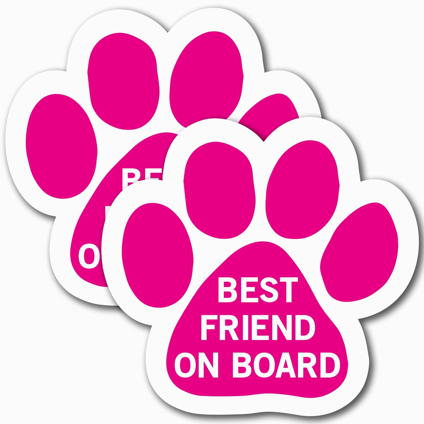Magnet Me Up Best Friend on Board Pink Pawprint Magnet Decal, 5 Inch, 2 Pack, Heavy Duty Automotive Accessory, Magnet for Cars, Trucks and SUVs, UV Printed, Vinyl, Crafted in USA