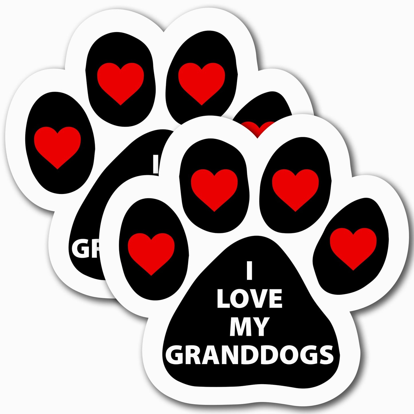 Magnet Me Up: I Love My Granddogs Pawprint Magnet Decal, 5 Inch, 2 Pack, Heavy Duty Automotive Magnet for Car, Truck, SUV, Show Grandparental Pet Love with This Stylish Auto