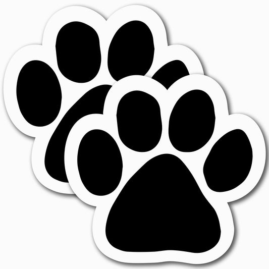 Magnet Me Up: Black Pawprint Magnet Decal - 5 Inch, 2 Pack, Heavy Duty Automotive Magnet for Car, Truck, SUV - Pet Lover's Choice, Stylish Puppy Auto Magnet for Animal Enthusiasts