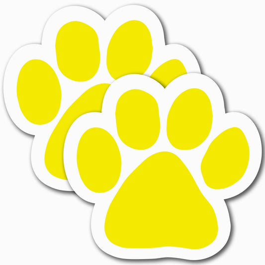 Magnet Me Up Yellow Pawprint Magnet Decal, 5 Inch, 2 Pack, Heavy Duty Automotive Accessory, Magnet for Cars, Trucks and SUVs, Full Color UV Printed, Vinyl, Crafted in USA