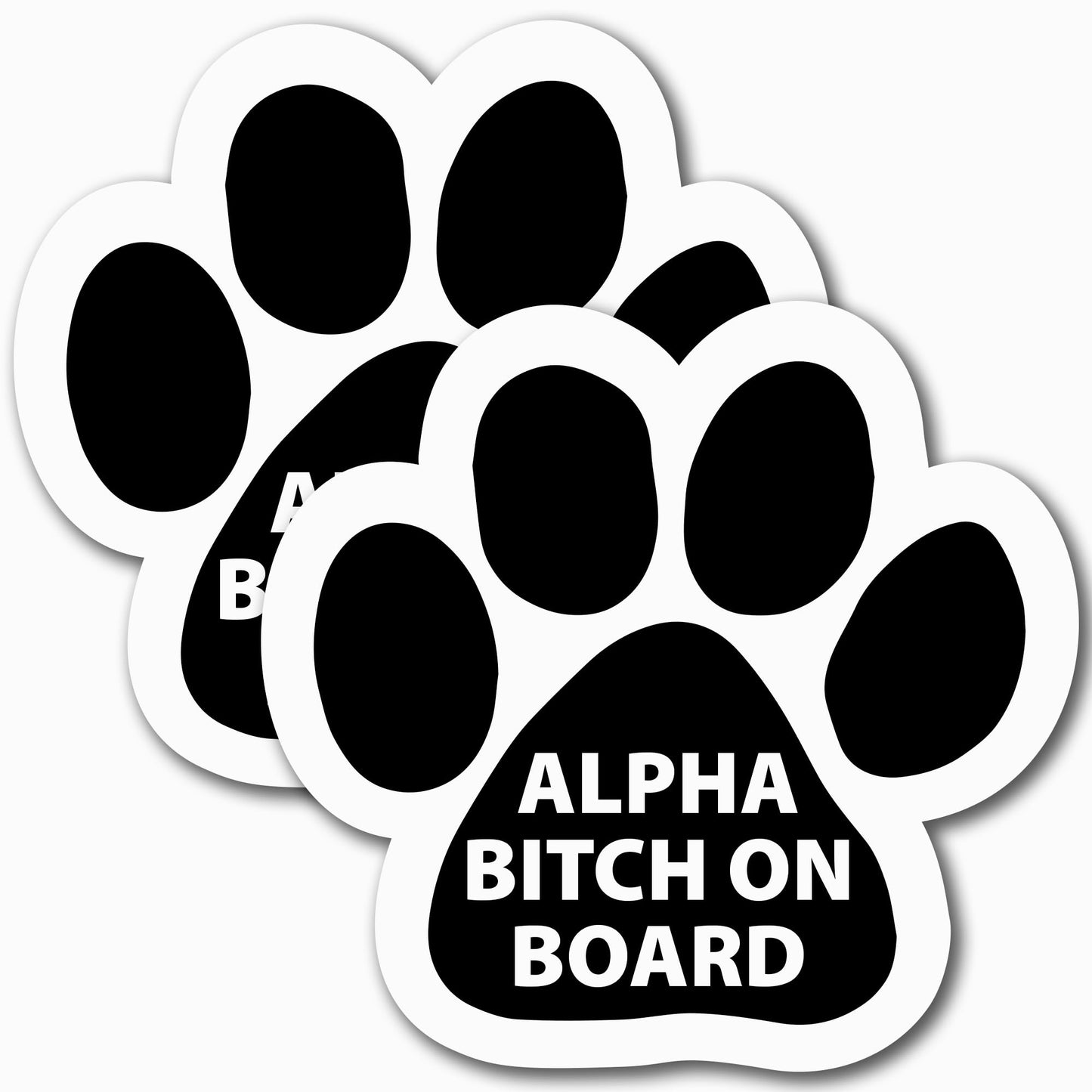 Magnet Me Up Alpha Bitch on Board Pawprint Magnet Decal, 5 Inch, 2 Pack Heavy Duty Automotive Magnet for Car Truck SUV