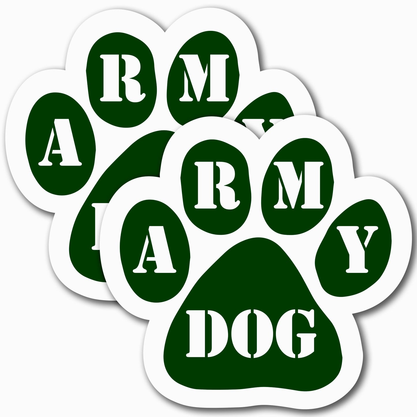 Magnet Me Up Army Dog Green Pawprint Magnet Decal, 5 Inch, 2 Pack, Heavy Duty Automotive Magnet for Car, Truck SUV