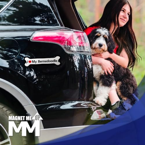 Magnet Me Up I Love My Bernedoodle Bone Shaped Car Magnet - 2x7 Inches Dog Lovers Refrigerator Accessory Gift, Magnetic Decal for Cars, Trucks, and SUVs, Waterproof, UV Printed, Crafted in USA